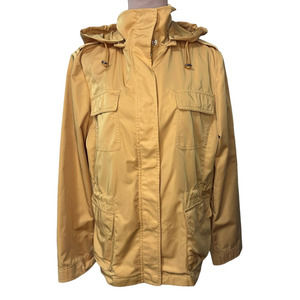 Talbots Classic Yellow Rain Jacket with Detachable Hood Size 14